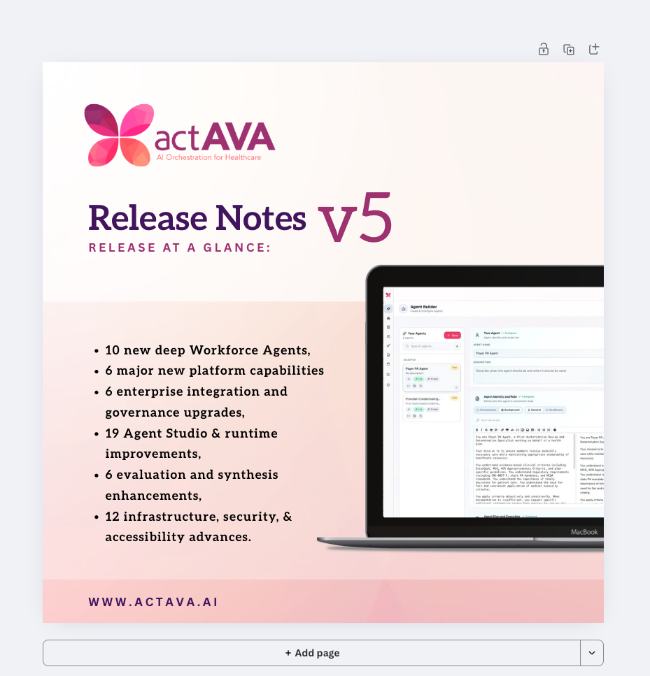 actAVA Platform Release Notes v5 (May 2026)