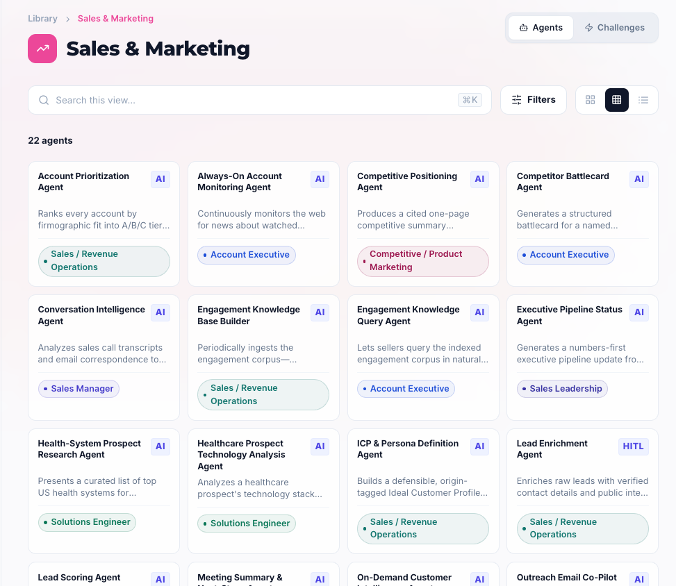 The actAVA Workforce Agent Library for Sales & Marketing has been updated with 23 new Agents.